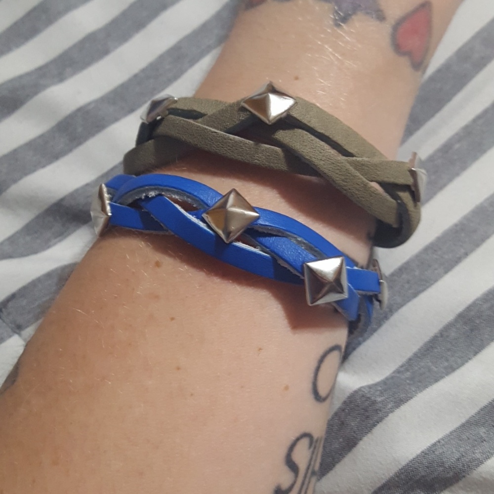 ๐2 leather braided stack bracelets - Picture 2 of 4